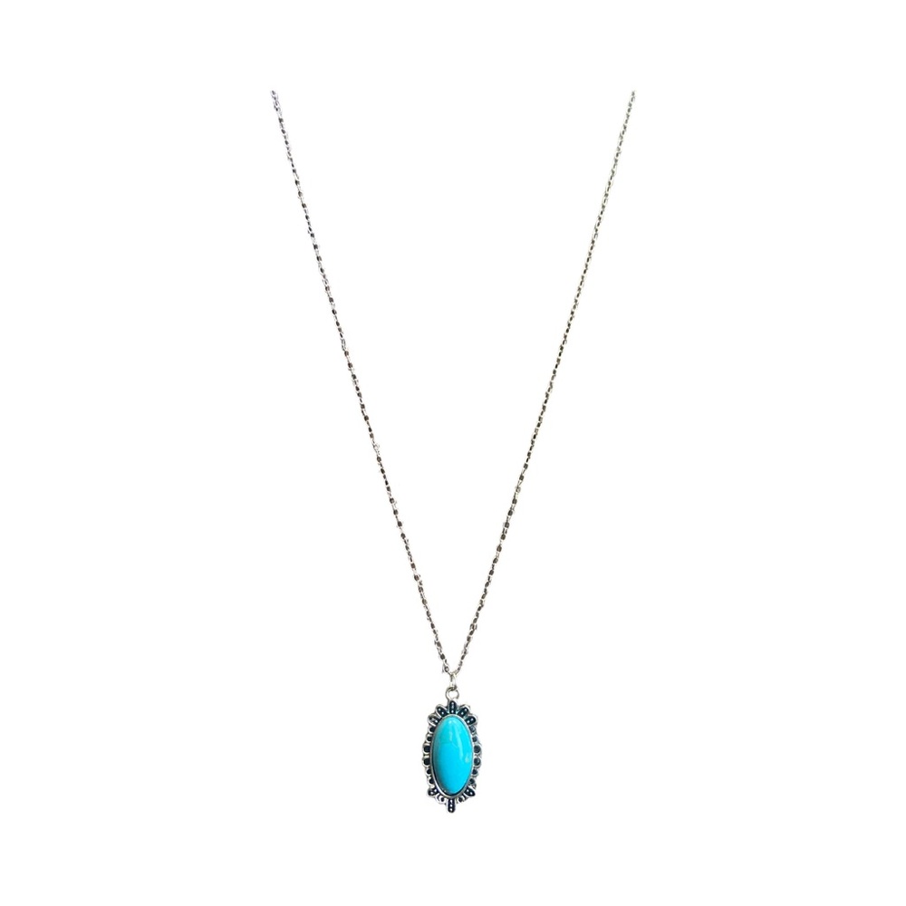 Silver Necklace with Turquoise Pendant